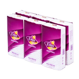 Combo 6 gói Khăn giấy lụa bỏ túi e'mos primium 12 tờ/1 gói