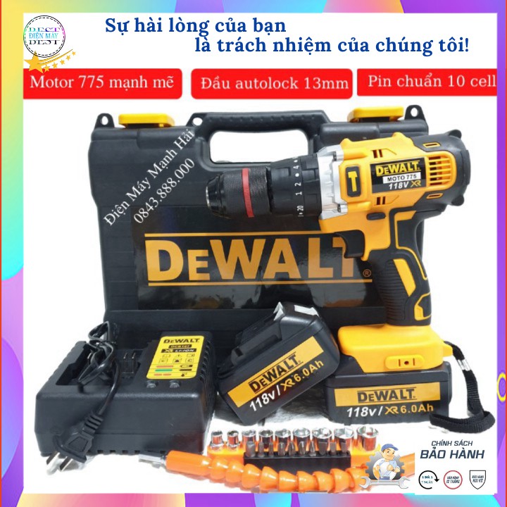 [CHÍNH HÃNG] Máy khoan Dewalt 118V Tặng kèm 2 PIN VÀ BỘ PHỤ KIỆN CAO CẤP Khuyến Mãi