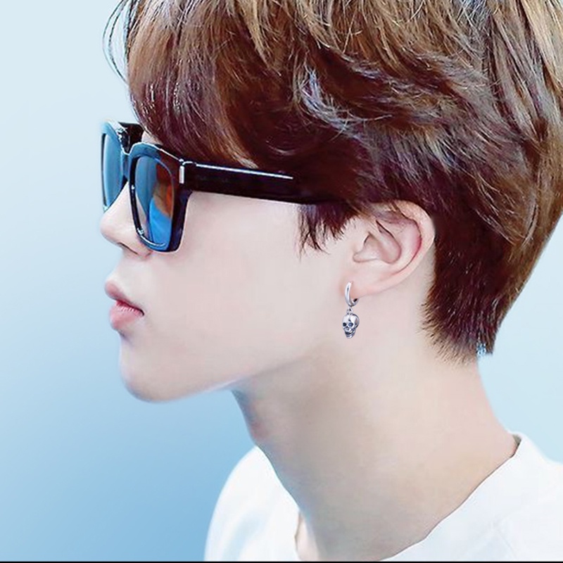 1 Đôi Bông Tai Hình Đầu Lâu Bằng Kim Loại Đơn Giản Sáng Tạo Thời Trang