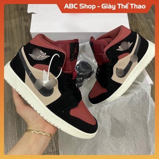 Giày Sneaker Jd1 đỏ mận đen vàng kem mõm đỏ cao cổ, Giầy JD1 high đỏ mận hot trend