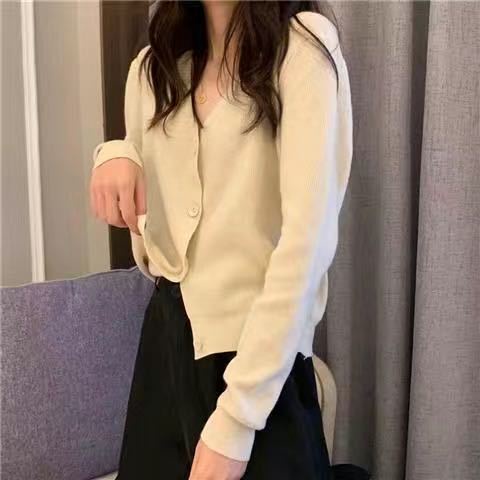 COZOK Áo khoác cardigan cổ chữ V form rộng phong cách Hàn Quốc