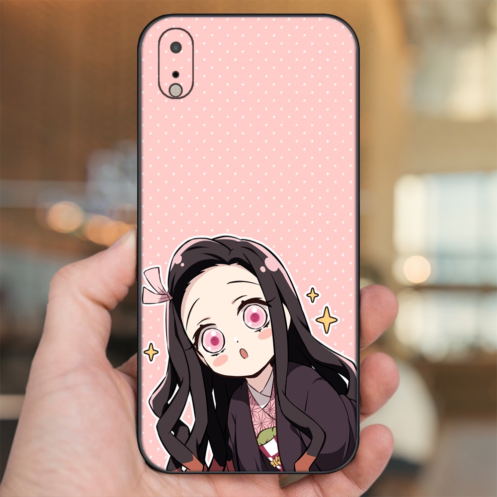 Ốp lưng iPhone Xr dẻo đen cạnh vuông in hình Nezuko Kimetsu no Yaiba