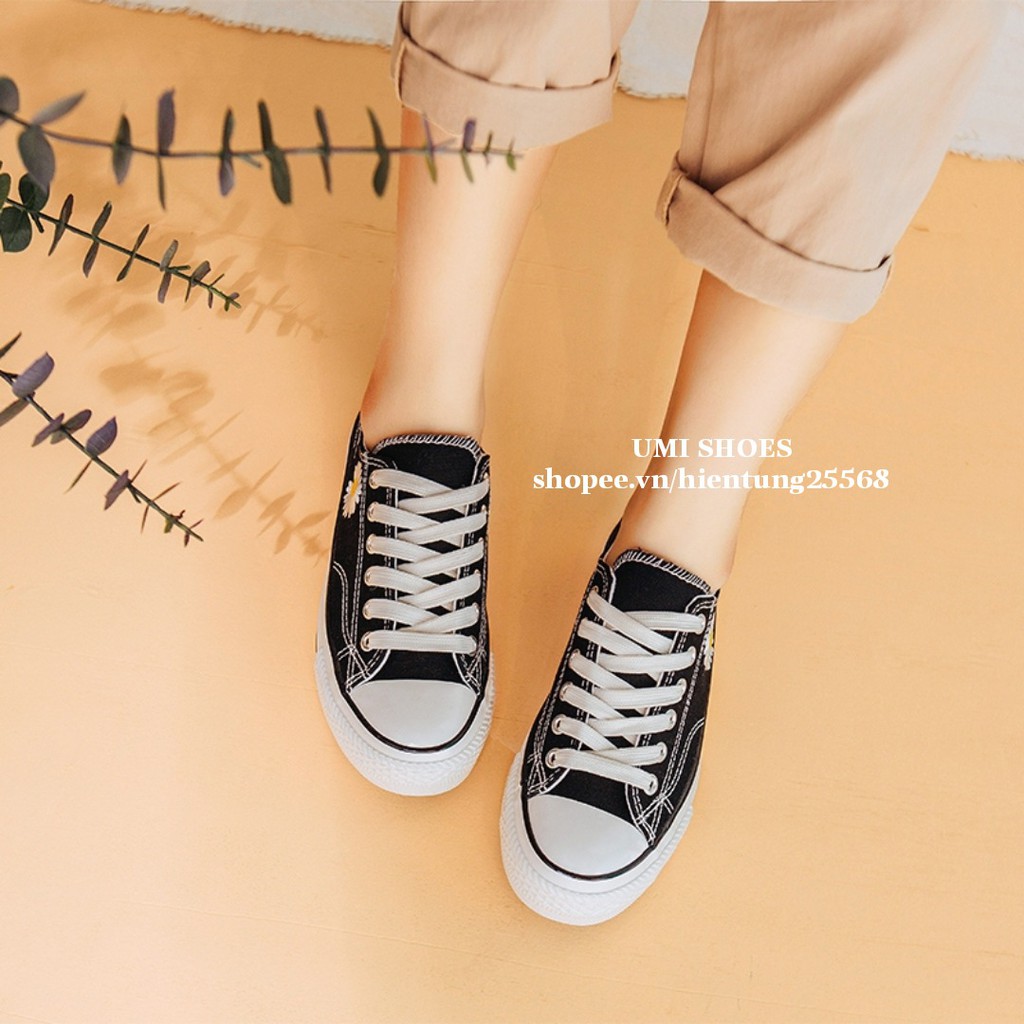 [LOẠI ĐẸP] Giày thể thao hoa cúc chữ kí thấp cổ đế bằng màu đen êm mềm thoáng chân xinh giá rẻ đi học đi chơi đi làm | BigBuy360 - bigbuy360.vn