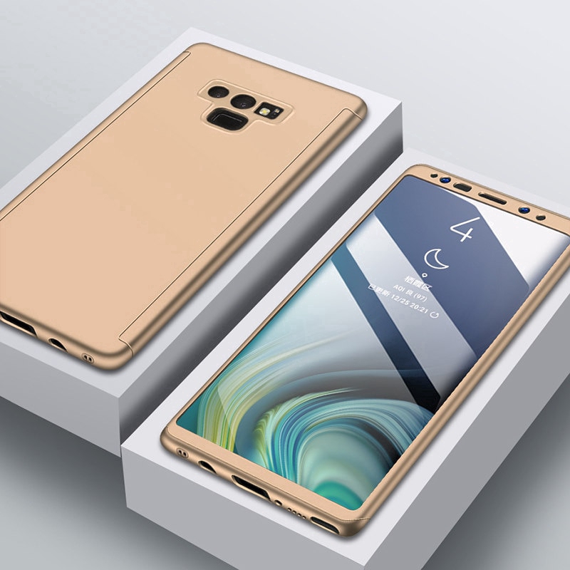Ốp điện thoại dạng PC cứng có kính cường lực bảo vệ toàn diện 360 độ cho Samsung Galaxy Note10 Plus Note 9 Note 8 BY