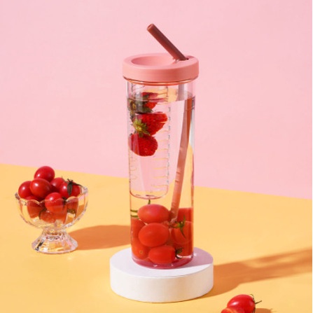 Bình Nước Trong Suốt Có Đồ Lọc Dung Tích 700ml Có Ống Hút Tiện Dụng