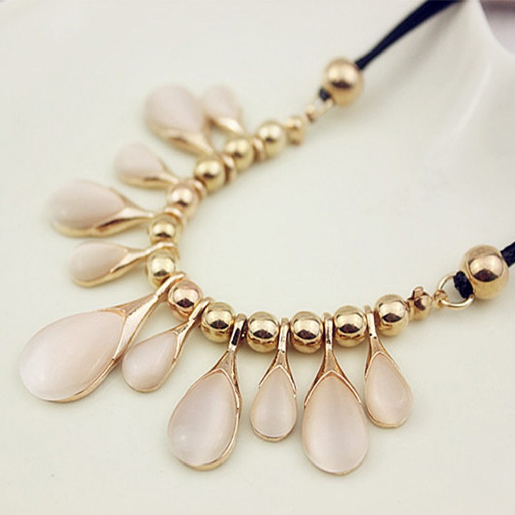 Vòng đeo cổ mặt phối hạt hình giọt nước thời trang cho nữ
