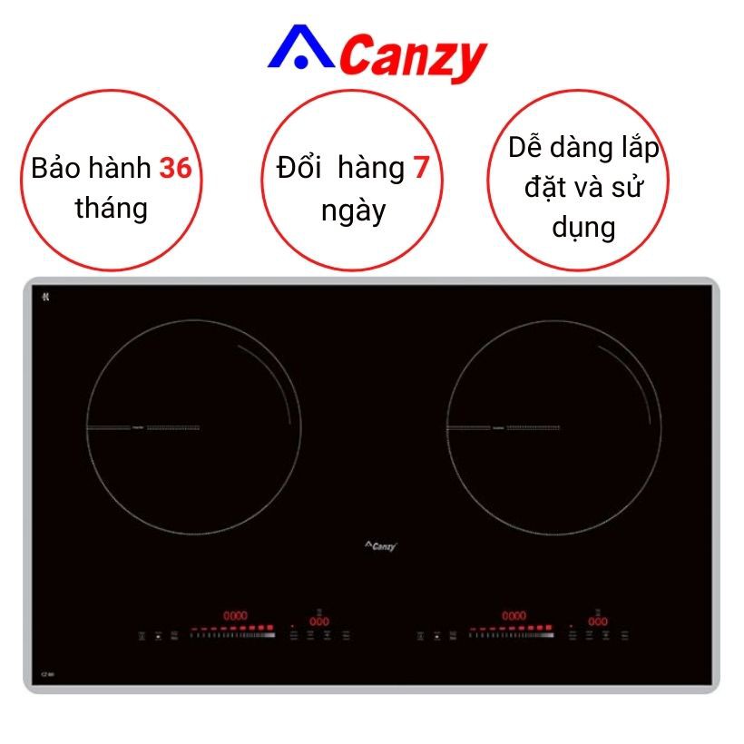 Bếp từ đôi Canzy 08i. Công nghệ Inverter. Công suất 2400w. Bảo hành 36 tháng tại nhà.