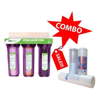 Bộ Lọc Nước Sinh Hoạt , Lọc Thô Đầu Nguồn 3 Cấp Ly 10 Inch Trong + BỘ 3 LÕI LỌC 10 inch