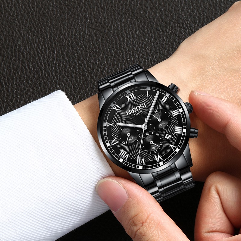 (TẶNG VÒNG TAY) Đồng Hồ Nam Nibosi 2339 Chính Hãng Full Box Dây Thép | BigBuy360 - bigbuy360.vn