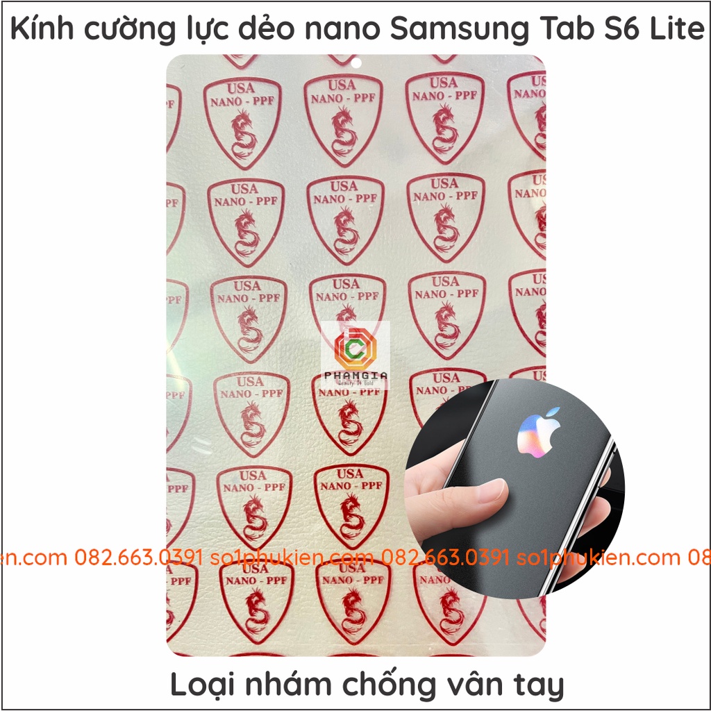 Dán cường lực Samsung Galaxy Tab S6 Lite nano dẻo full màn 9H+ siêu bền (hơn kính cứng)