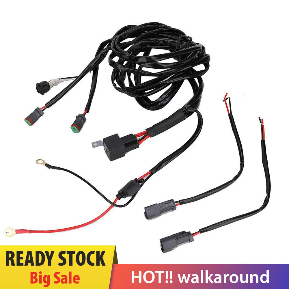 walkaround 18AWG LED Light Bar Wiring Harness Kit 2 Leads On/Off Switch 40A Relay Fuse
