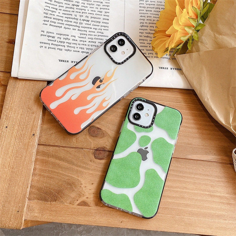 Ốp Điện Thoại Tpu Dẻo In Hình Ngọn Lửa Và Cỏ Xanh Cho iPhone 11 / 12 / 13 Promax iPhone 7 / 8 Plus / X / XR / Xs Max