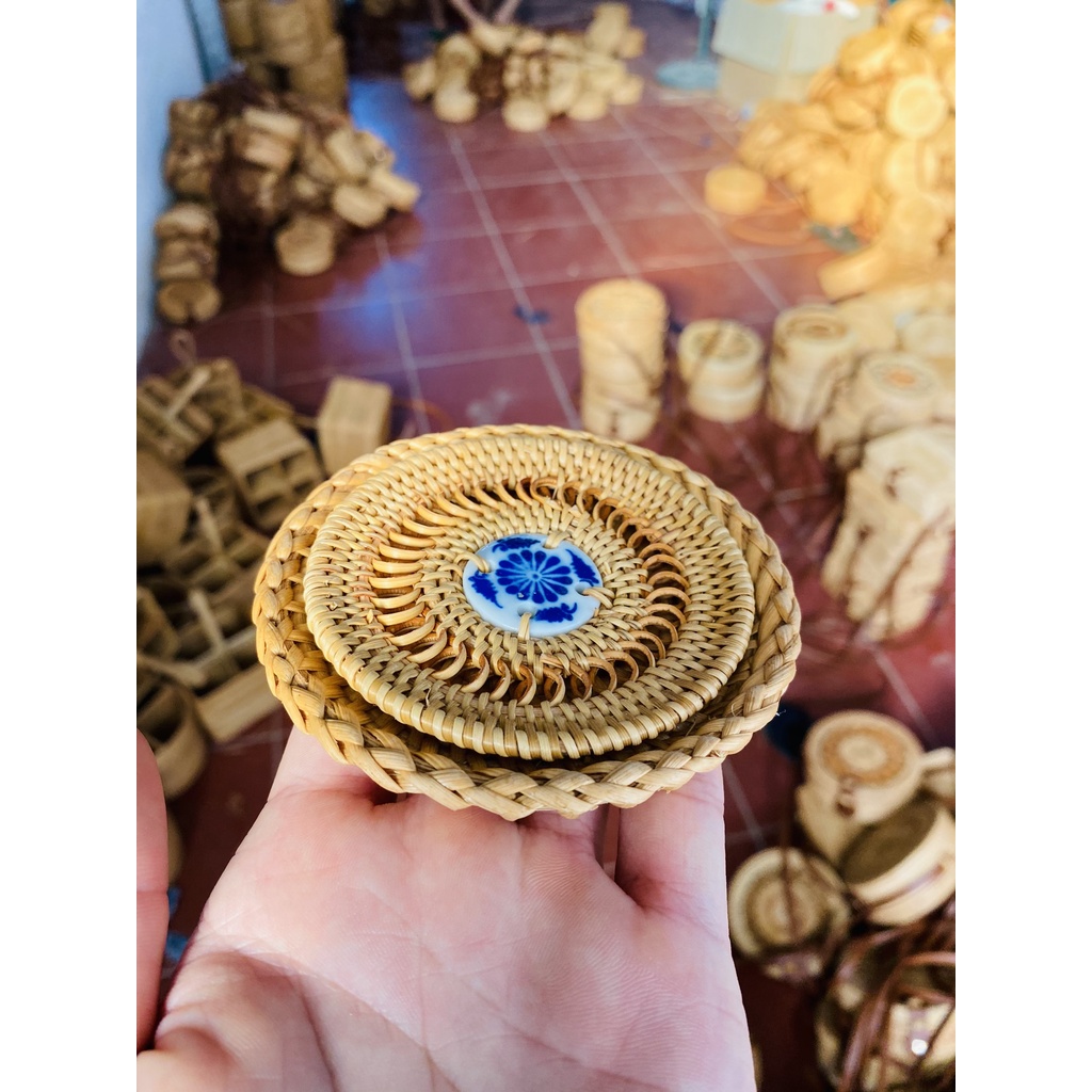 Đĩa Lót cốc , lót ly mây tre đan bamboo and rattan handicrafts