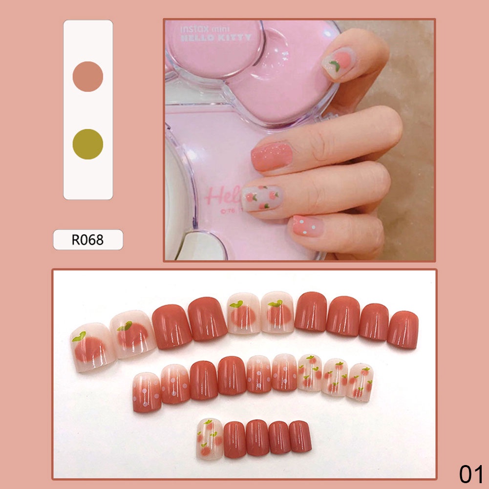 Set 24 Móng Tay Giả Trang Trí Họa Tiết Hoa Cúc Xinh Xắn