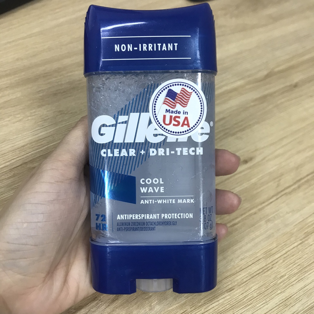 Lăng khử mùi nam Gillette Cool Wave Clear 107g / chai lăn nách GILLETTE Clear Gel 107g Power Rush