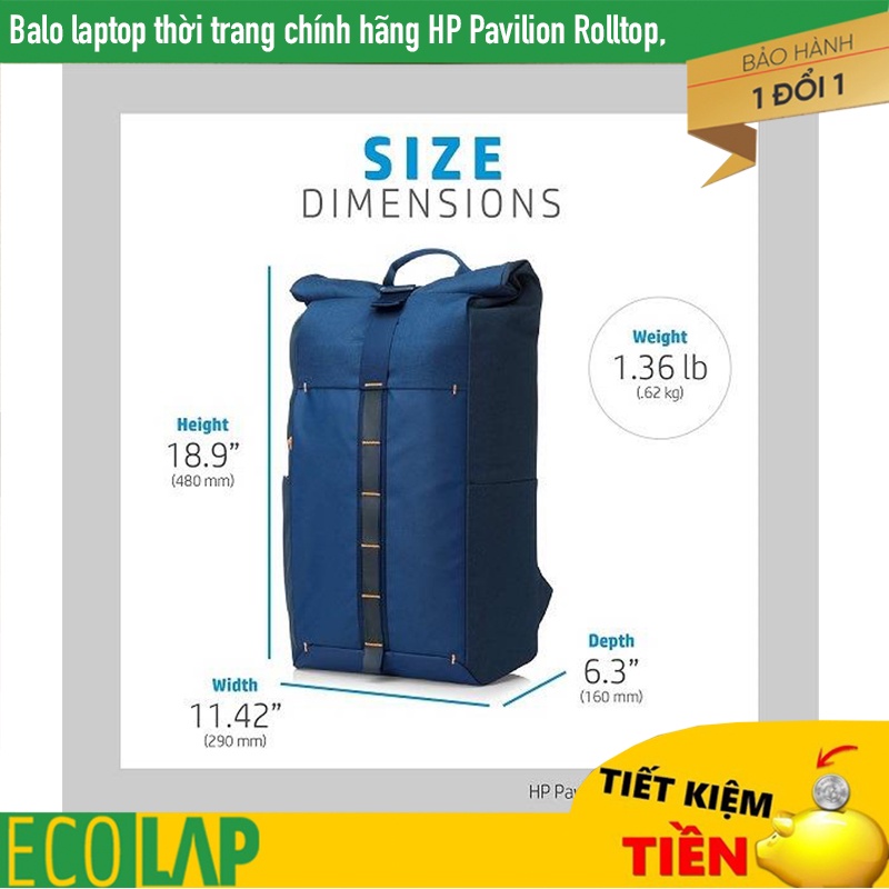 Balo Laptop cao cấp, balo công tác, balo du lịch chống nước chính hãng HP Pavilion Rolltop