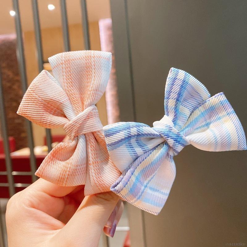 Kẹp Tóc Nơ Sọc Ca Rô Đáng Yêu Thời Trang Cho Bé Gái