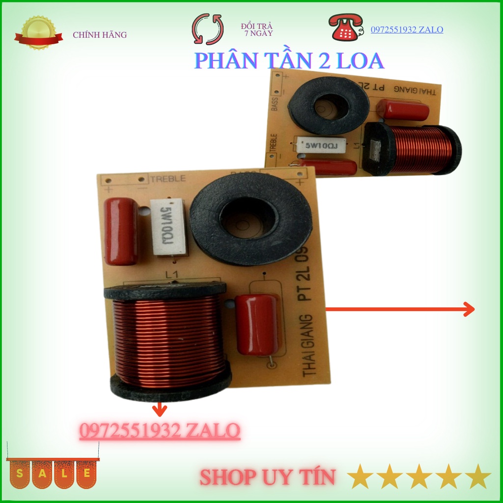 Cái mạch phân tần  2 loa 1 BASS 1 TRÉP - Dành cho bass  20 25 - ĐIỆN TÍN AUDIO