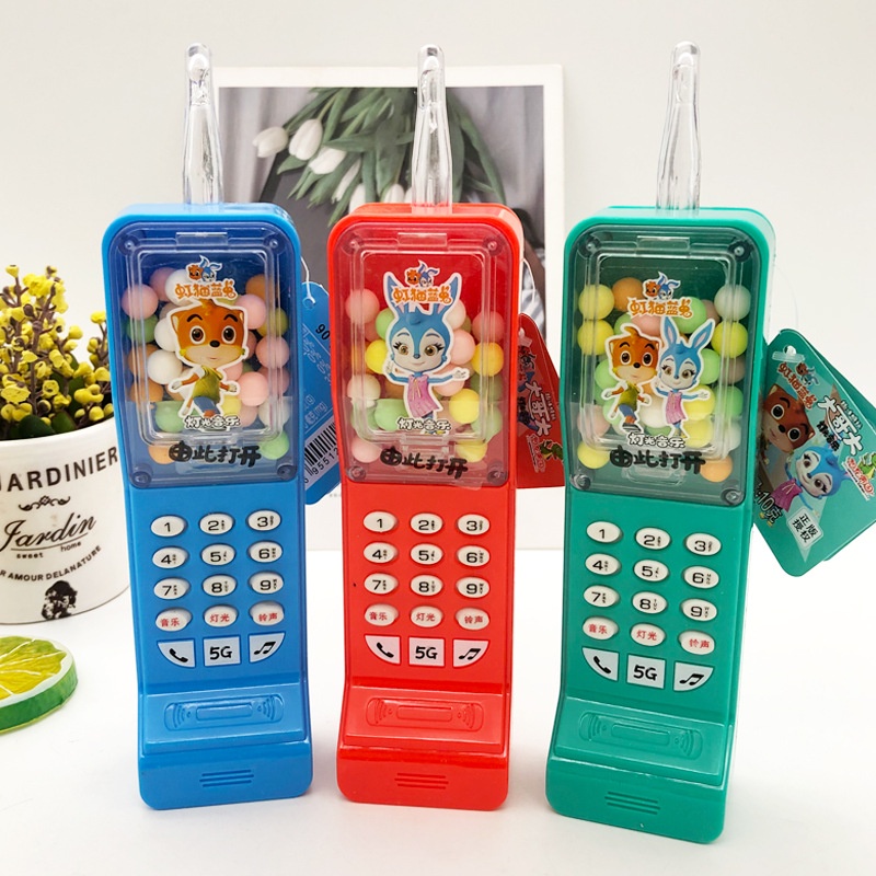 Combo 3 hộp kẹo bi ngậm điện thoại có nhạc và đèn món đồ chơi kèm ăn vặt yêu thích của trẻ nhỏ