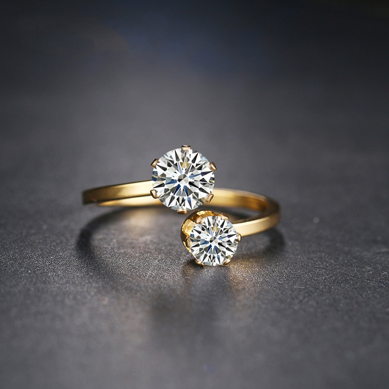 Nhẫn Đính Hôn Thép Không Gỉ 316L Đính Đá Zircon 2022 Phong Cách Phổ Biến Dành Cho Nam Nữ
