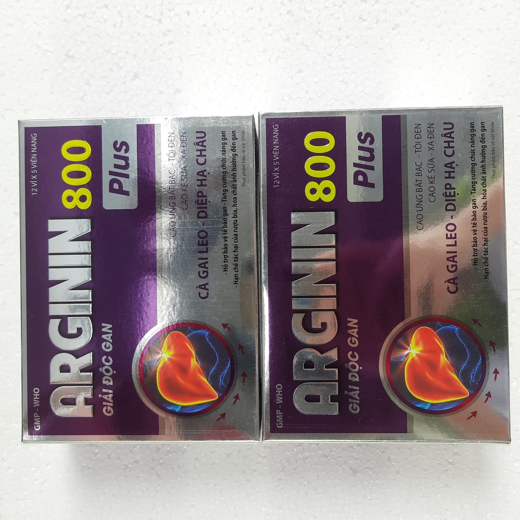 Viên uống GIẢI ĐỘC GAN ARGININ 800 PLUS - Giúp bảo vệ gan ,mát gan ,hạ men gan - Hộp 60 viên