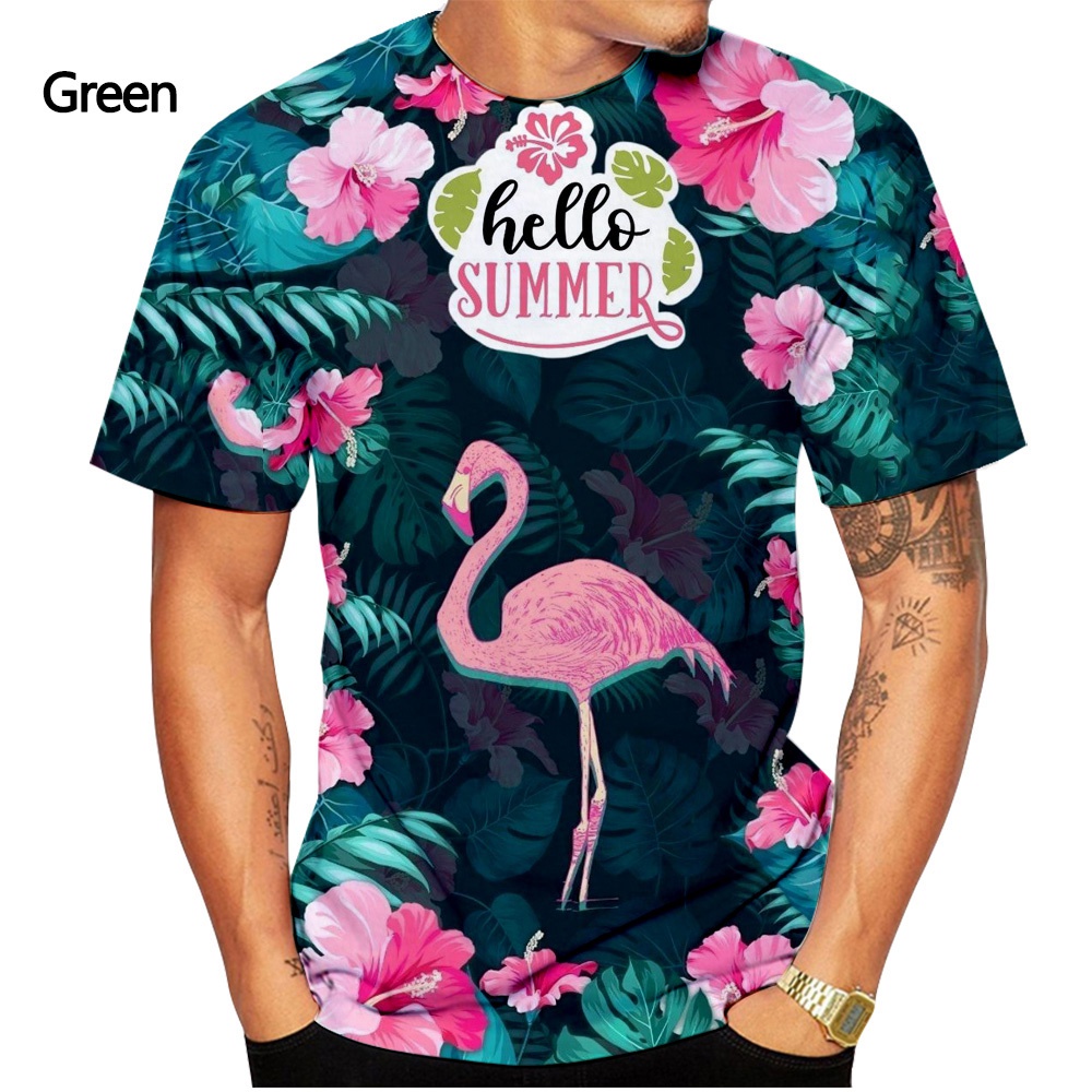 Mới Áo Thun Ngắn Tay In Hình Chim Hồng Hạc 3D Thời Trang Dành Cho Cả Nam Và Nữ