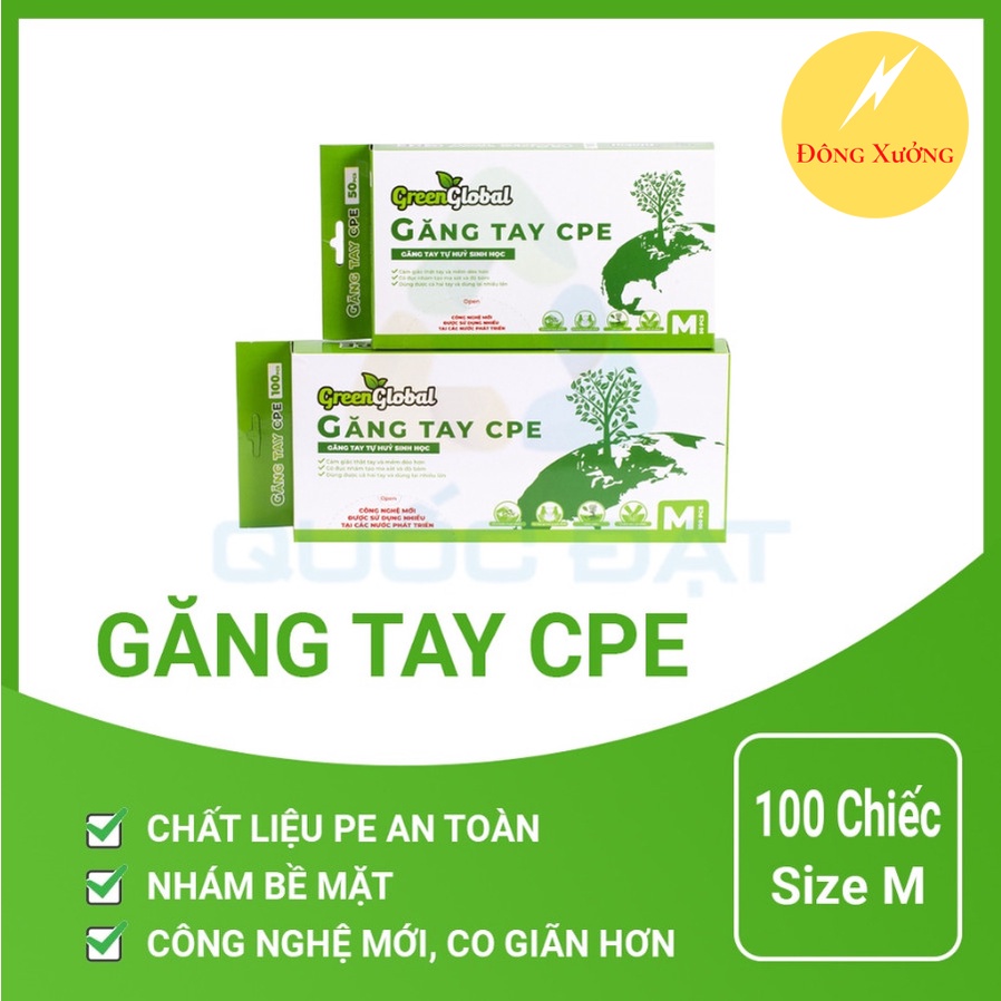 100% Chính Hãng - Găng tay Làm Bếp Tự Hủy Sinh Học CPE Green Global 100 Chiếc Size M