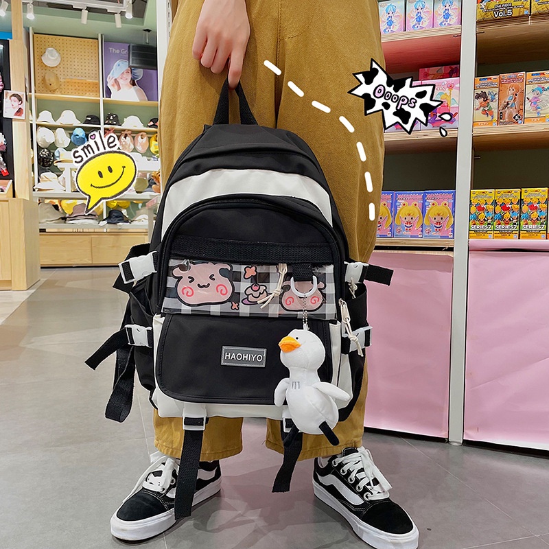 Balo IELGY đựng laptop họa tiết hoạt hình phong cách Hàn Quốc dễ thương cho nữ