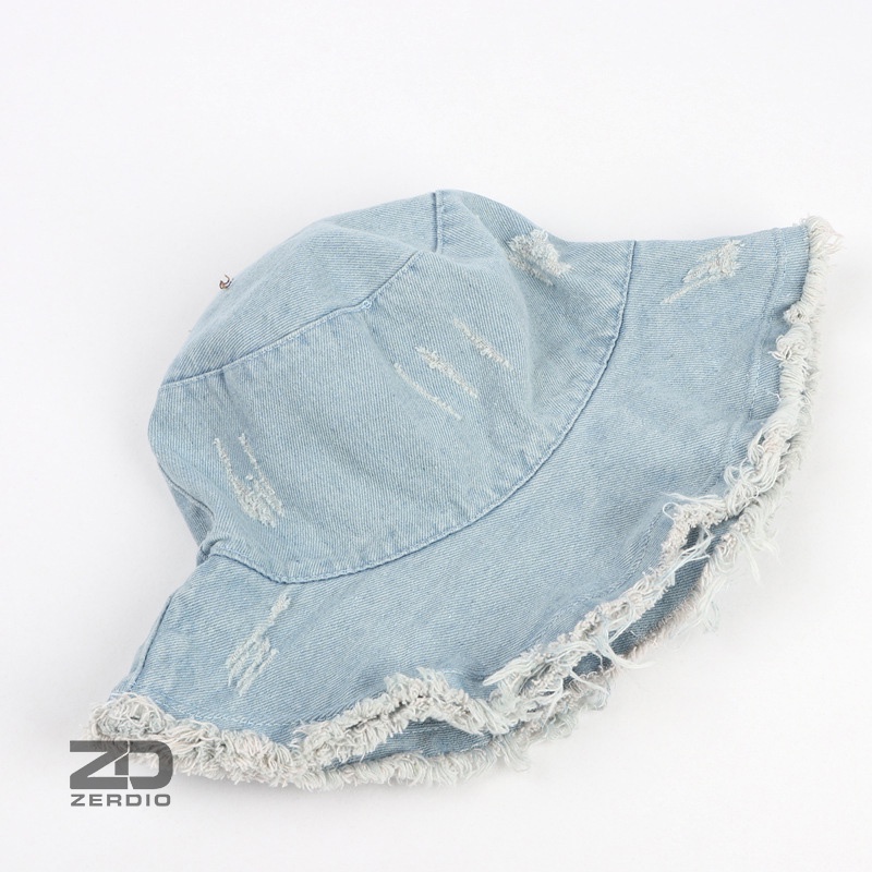 Nón vành tròn, Mũ bucket jean rách nam nữ phong cách cá tính