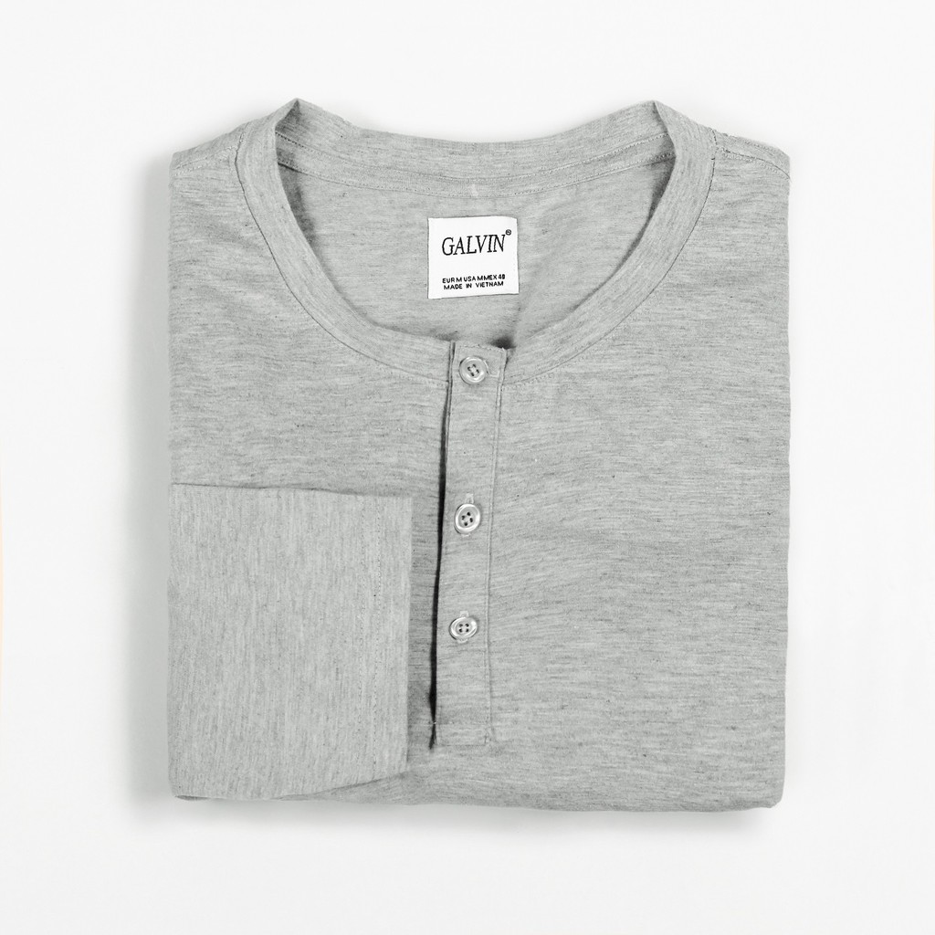 [Mã FAMALLT5 giảm 15% đơn 150K] Áo thun dài tay nam Galvin cổ tròn có khuy cổ chất cotton co giãn APGV31 | BigBuy360 - bigbuy360.vn