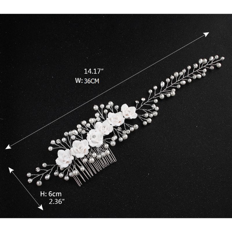 Lược cài tóc cô dâu đính hoa ngọc trai xinh xắn