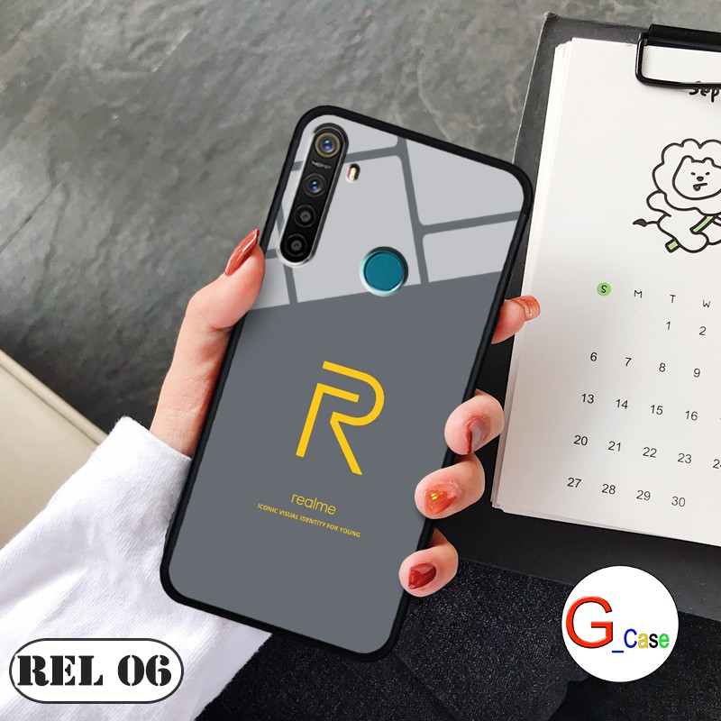 Ốp lưng Realme 5i/6i-lưng kính in logo hãng điện thoại