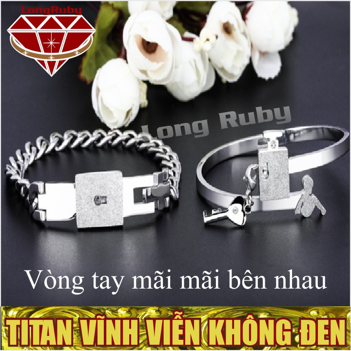 BỘ VÒNG TAY Ổ KHÓA CHÌA KHÓA TITAN CAO CẤP | LẮC TAY CẶP ĐÔI TÌNH YÊU VĨNH CỬU