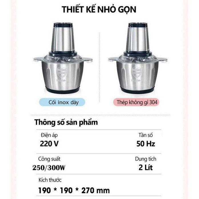 Máy Say Thịt Mini Đa Năng Cầm Tay Cao Cấp Công Xuất Lớn Cối Inox 304 . .