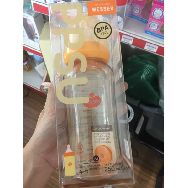 Bình sữa wesser ppsu cao cấp cổ hep 250ml