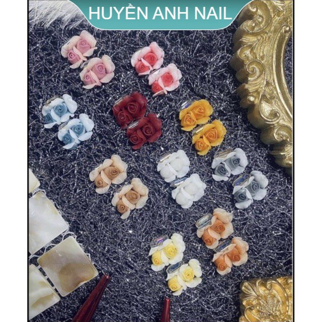 Hoa nail - Hồng kép mẫu cánh tròn SHOP NAIL HUYỀN ANH
