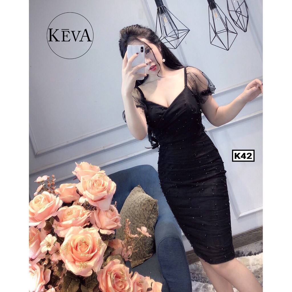 Váy đầm dự tiệc K42 Đen - Đầm thiết kế cao cấp, sang trọng (4 MÀU) KEVA SHOP