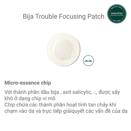[Mã COSIF11 giảm 10% đơn 400K] Miếng dán làm dịu mụn innisfree Bija Trouble Focusing Patch (1 Tờ) | BigBuy360 - bigbuy360.vn