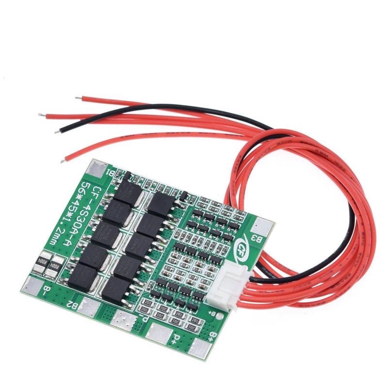 Bảng mạch cân bằng Pcb 4S 30A 14.8V bảo vệ pin Li-Ion Lithium 18650 tích hợp cáp. Gói bảo vệ pcb cân bằng .