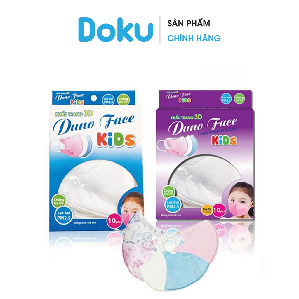 Khẩu Trang 3D DoKu Kids - Công nghệ Nhật Bản (Ôm mặt , ngăn bụi và phấn hoa, không đau tai)