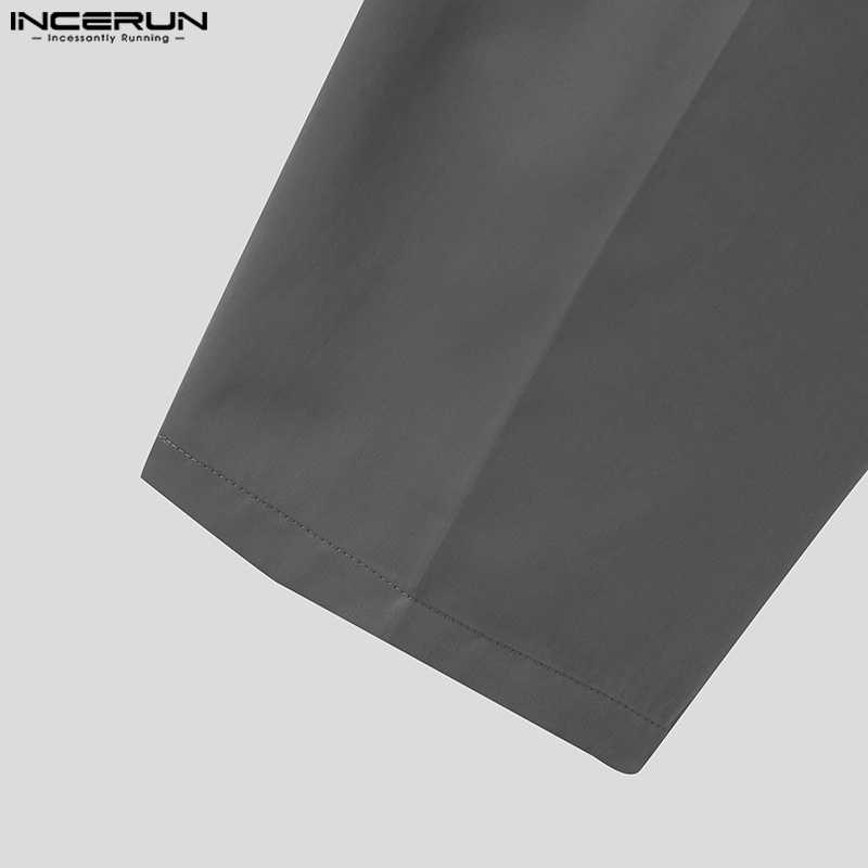 Quần dài INCERUN ống đứng màu trơn phong cách doanh nhân dành cho nam