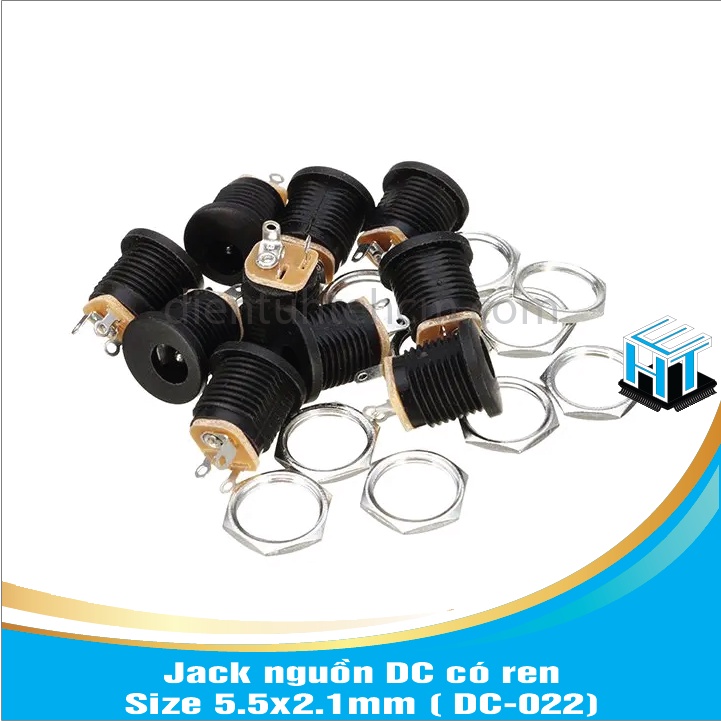 Jack nguồn  DC-022 có ren - Size 5.5x2.1mm