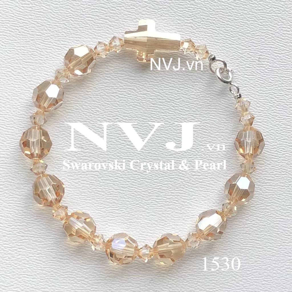 Chuỗi mân côi màu trà pha lê Áo Swarovski 001GSHA lấp lánh sang trọng đẹp tuyệt - quà tặng giáng sinh NVJ