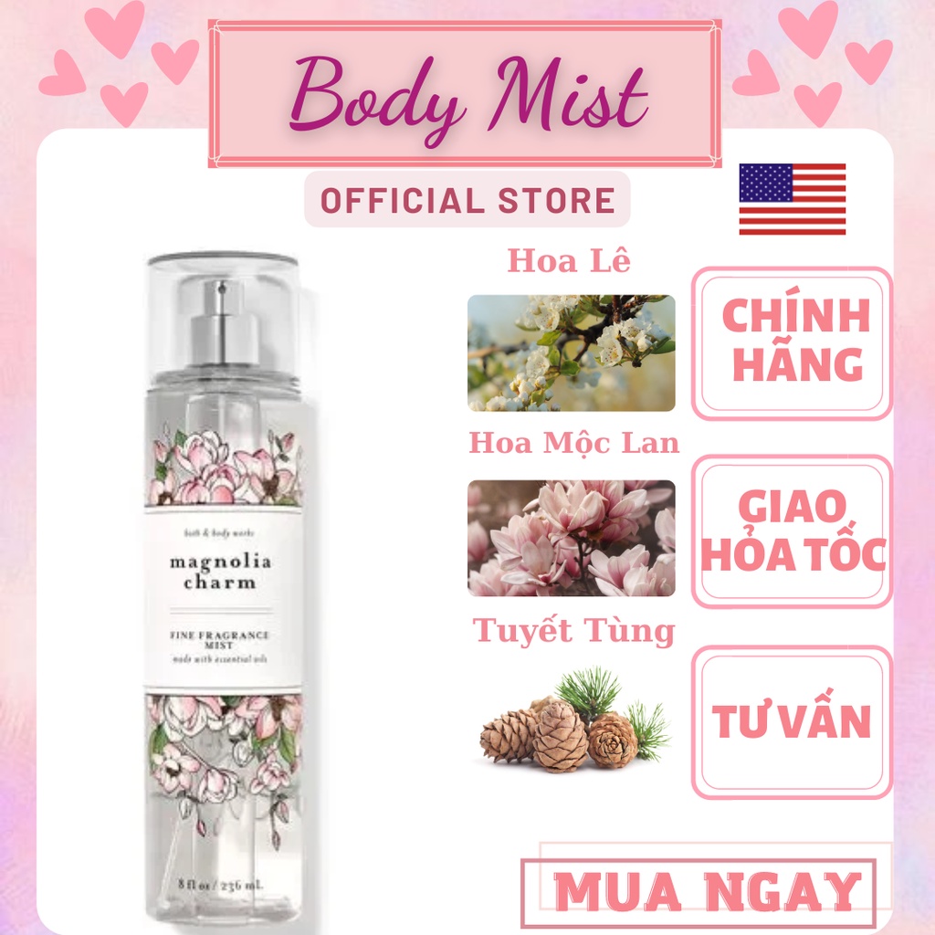 Xịt Thơm Toàn Thân Bath And Body Works Magnolia Charm Body Mist (236ml)