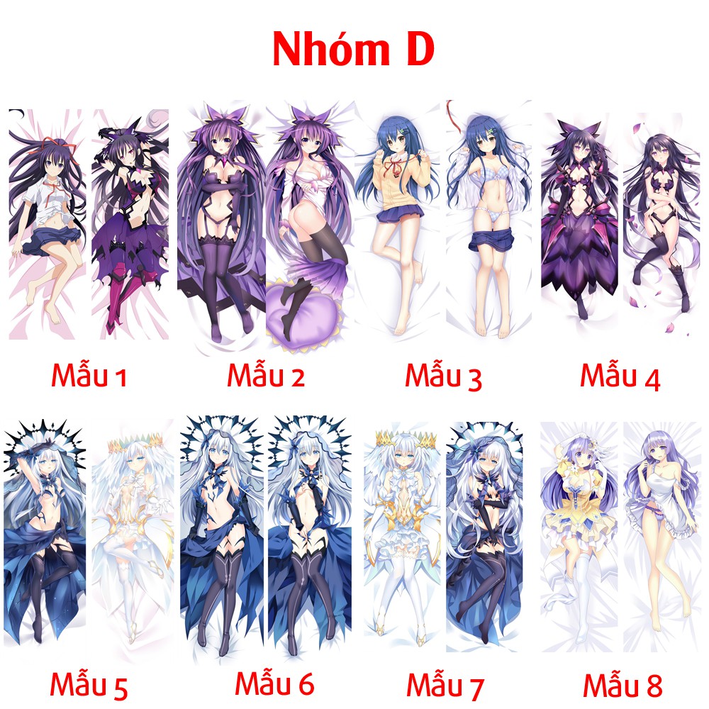 {48 mẫu Dakimakura} Vỏ Gối ôm Anime Date A Live - Kurumi siêu to dài 1,5m x 50cm hàng có sẵn đặt theo yêu cầu