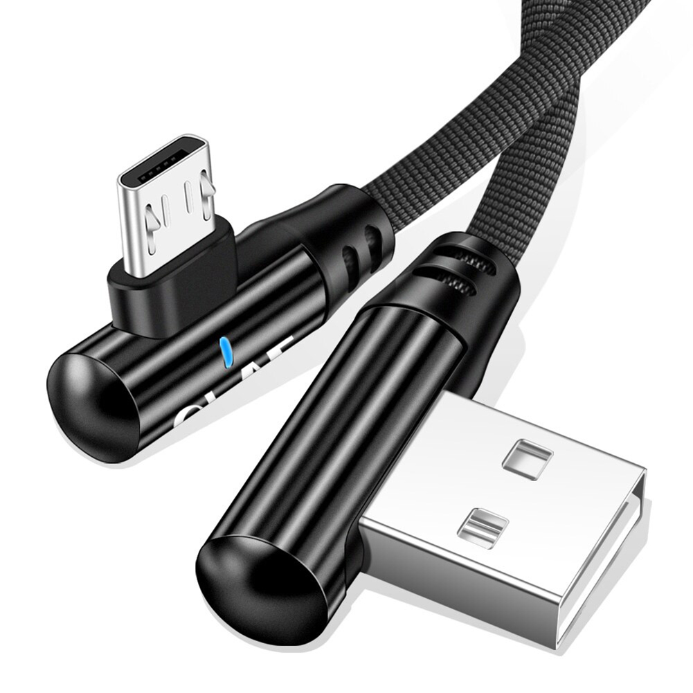 Dây Cáp Sạc 90 Độ Micro Usb 2.4a Có Đèn Led Báo Hiệu Cho Điện Thoại Android