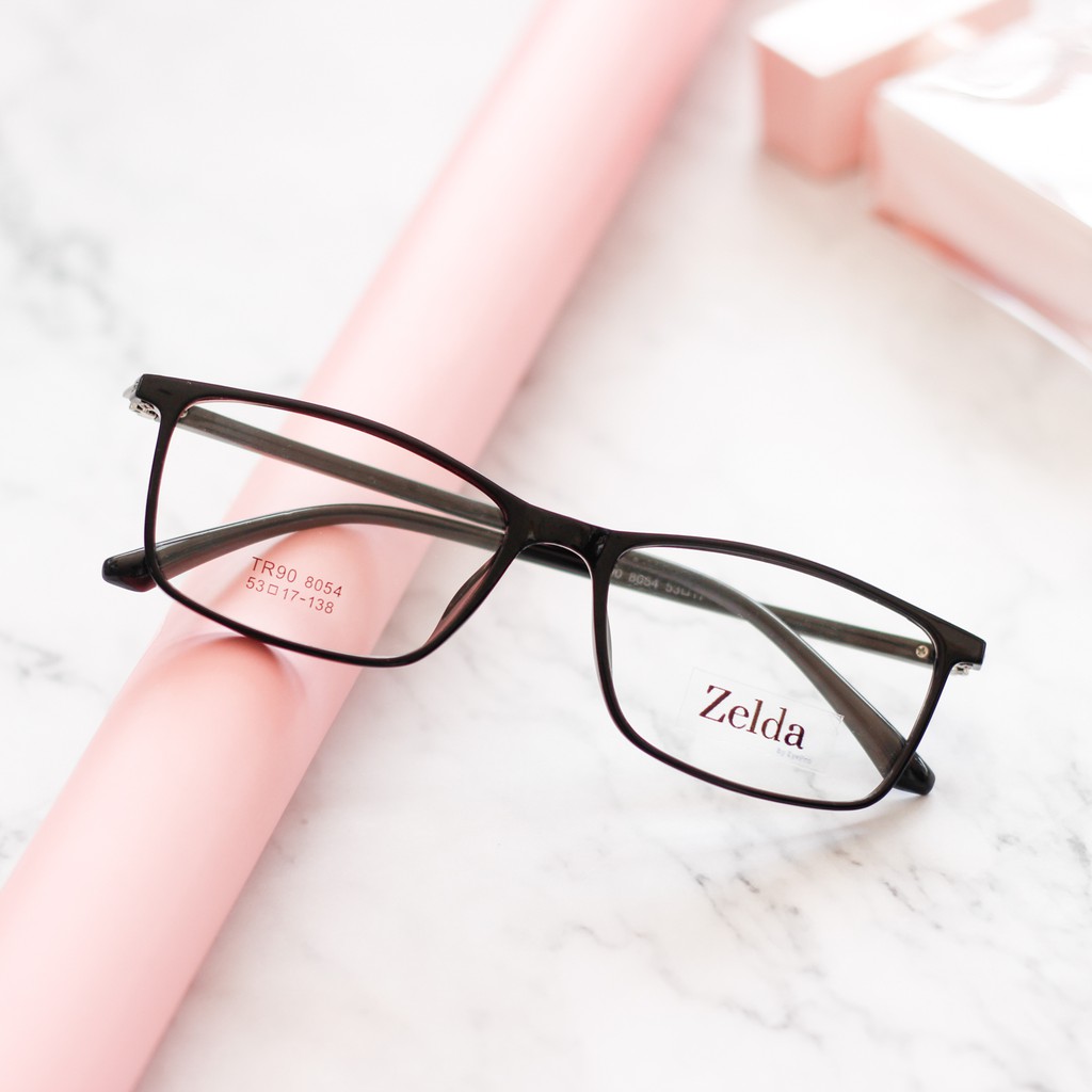 Gọng kính cận nam nữ lắp sẵn cận chất liệu nhựa dẻo mắt kính vuông tròng chống ánh sáng - GZ8054 Eyepro