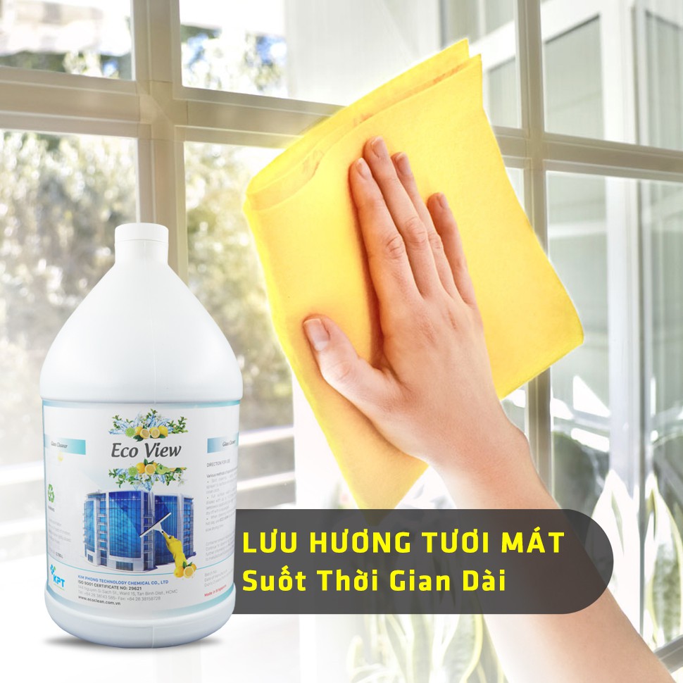 Nước Lau Kính Sáng Bóng, Chống Bám Bẩn ECO VIEW - KPT CHEM - Chai Lớn 1 Gal (Gần 4L)