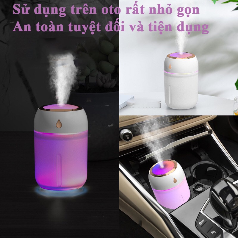 máy phun sương khử khuẩn tạo độ ẩm phòng ngủ xe hơi 330ml phát sáng 7 màu cheapshop9x