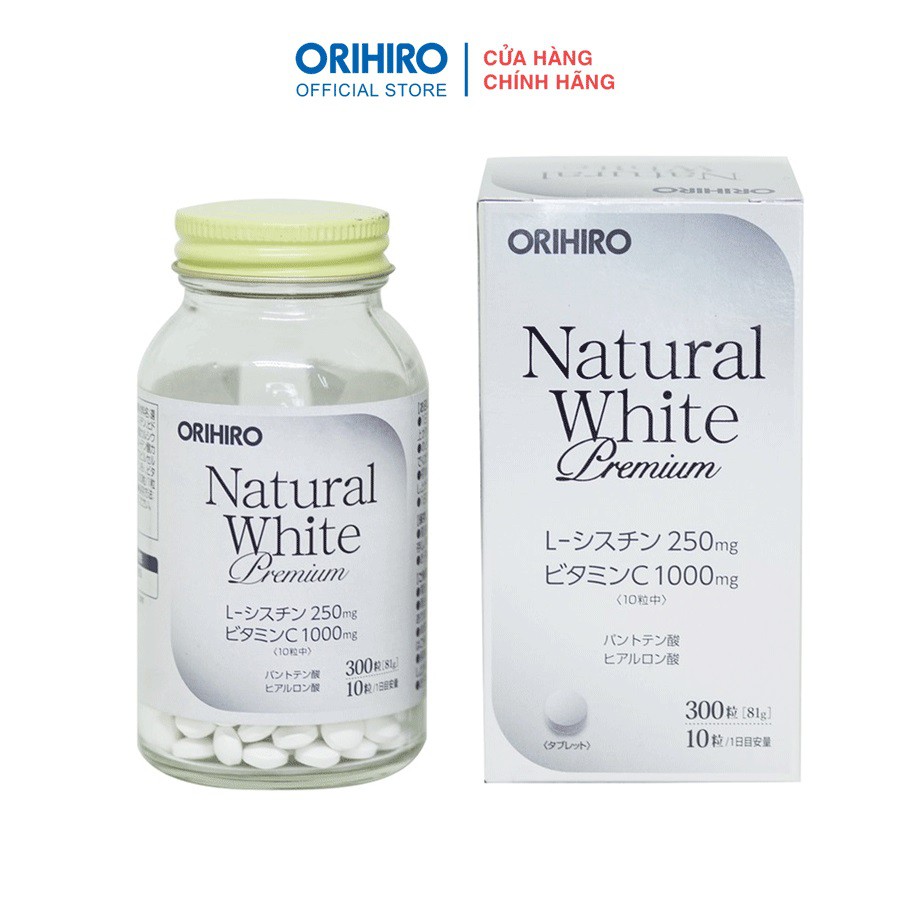 Viên uống trắng da Natural White Premium ORIHIRO, 300 viên/lọ | Thế Giới Skin Care